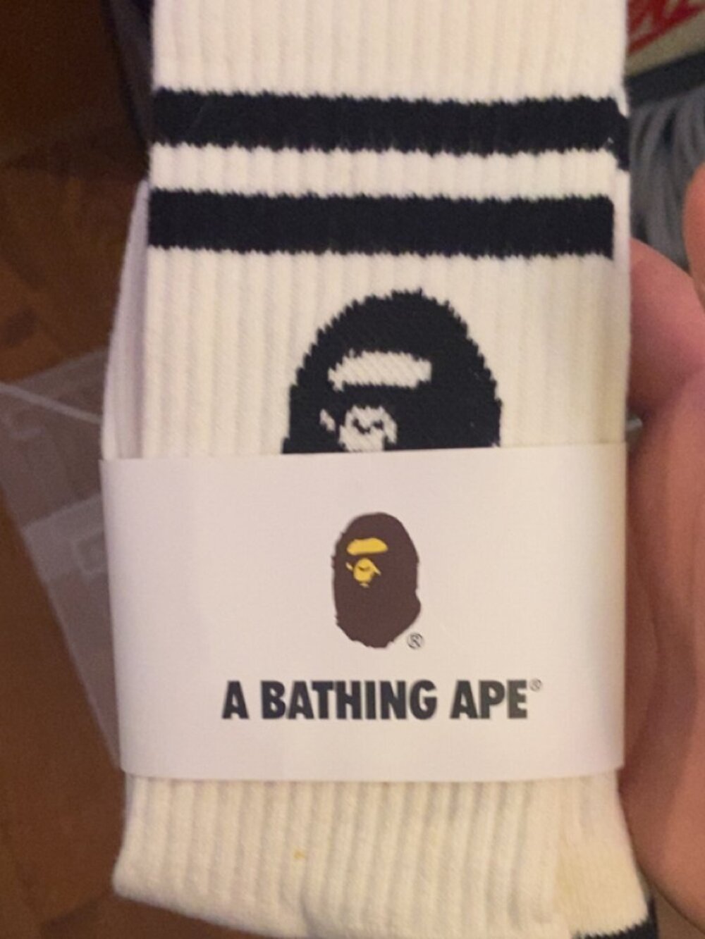 BAPE headline white and black socks
